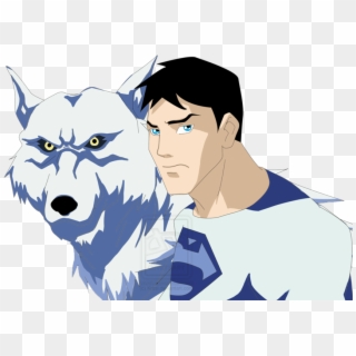 Young Justice Wolf And Superboy - Superboy Justicia Joven Clipart