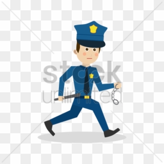 Policeman On Carrying Handcuffs And Baton Vector - 8 Bit Police Officer Clipart