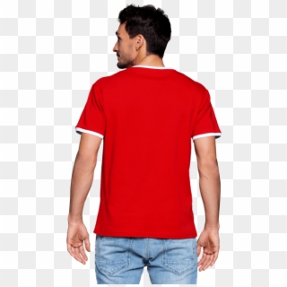 T-shirt Retro - Pantalon Azul Con Polo Rojo Clipart