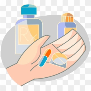 Vector Illustration Of Hand Holds Medicine Pill And Clipart