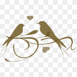 Birds Gold Abstract Branch Swirl Love Hearts - Love Birds Silhouette Clip Art - Png Download
