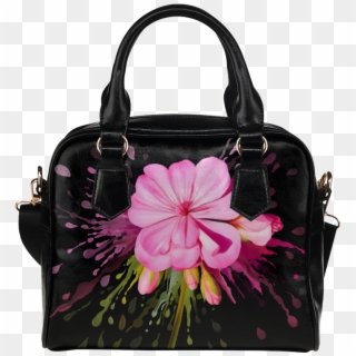 Pink Flower Color Splash, Watercolor Shoulder Handbag - Corpse Bride Handbag Clipart