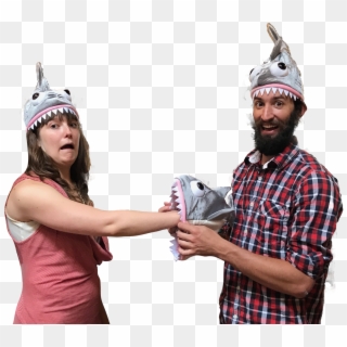 Two People Shark Hats Funny - Fun Clipart