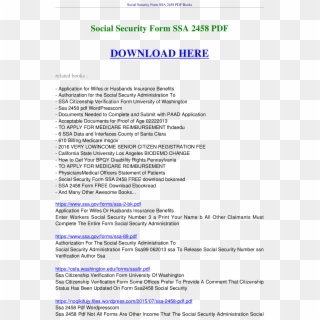 Social Security Form Ssa 2458 Free Download- Boksread - Form 2458 Social Security Clipart