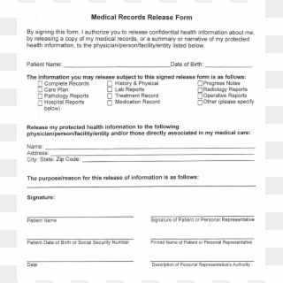 Free Medical Records Release Form Templates At Clipart