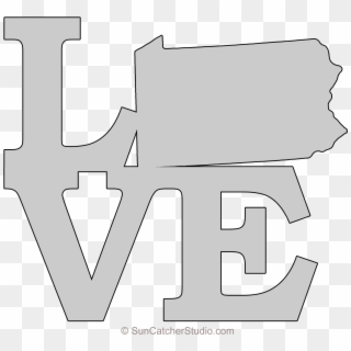 Pennsylvania Love Map Outline Scroll Saw Pattern Shape - Pennsylvania Outline Map Printable Clipart