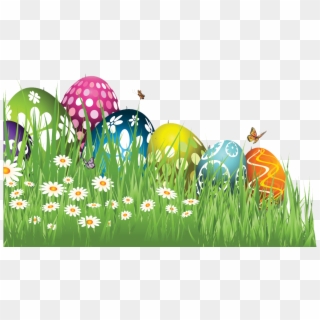 Eastereggs - Easter Eggs In Grass Clipart