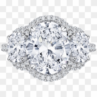 Qro0042k 40w - 3 Stone Halo Oval Diamond Ring Clipart
