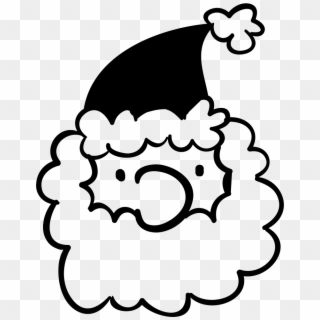Santa's Head Wirh Curly Beard Comments - Santa Cartoon Black And White Clipart