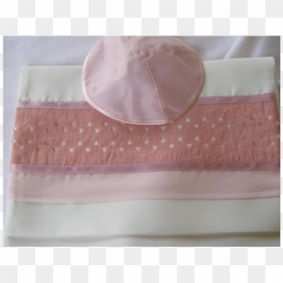 White Wool Tallit With Silk Pink Star Of David Pattern - Satin Clipart