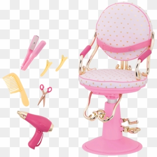 Sitting Pretty Salon Chair Gold Hearts All Components - Our Generation Dolls Chair Clipart