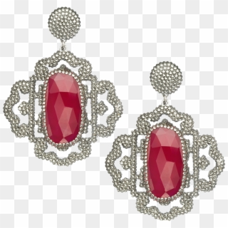 Swarovski Crystal Pave Square Deco Earring With Red - Ruby Clipart