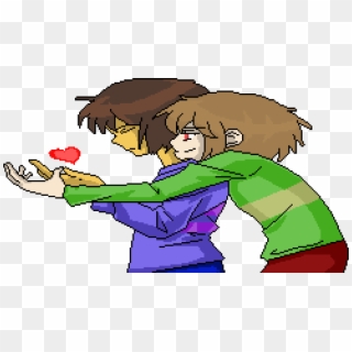 Frisk & Chara Pixel Art - Cartoon Clipart