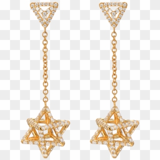 Merkaba Light Yellow Gold Drop Earrings With Diamonds - Jhumki Styles Clipart