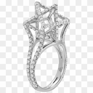 Merkaba Light Large Platinum Ring With Diamonds - Engagement Ring Clipart