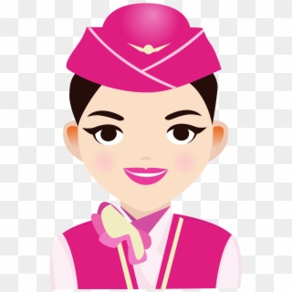 Flat Wind Character Portrait Avatar Png And Psd - Pink Air Hostess Cartoon Clipart