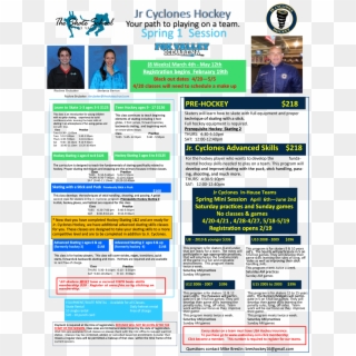 Click Here To Register For The Hockey Spring 1 2019 - Flyer Clipart