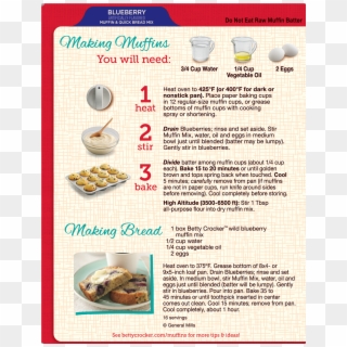 Betty Crocker Wild Blueberry Muffin And Quick Bread - Instruction Betty Crocker Muffin Mix Clipart