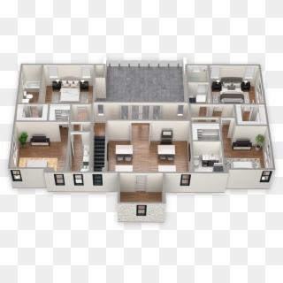 Villas - 2nd Floor 4 Bedroom Layout 3d Clipart