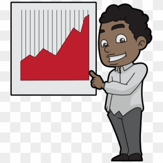Cartoon Guy Presents An Increasing Sales Graph - Cartoon Clipart