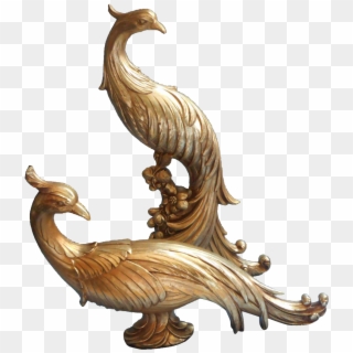 Vintage Syroco Pair Birds Gold Chinese Pheasant - Statue Clipart