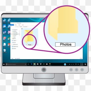 A Close Up Of The Windows Folder Named Photos , Png - Computer Monitor Clipart
