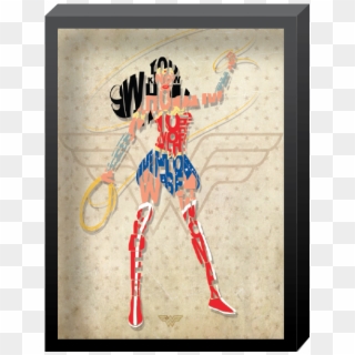 Dc Comics, Printed Glass "wonder Woman" Words In Shadowbox - Illustration Clipart