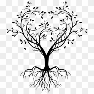#arvore #amor #coração #raiz #folhas #galhos #preto - Drawing Trees With Roots Clipart