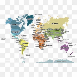 Political World Map - World Map With Countries Clipart - Png Download
