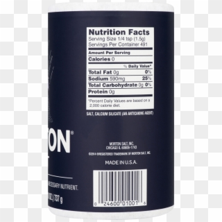 Morton Table Salt, All Purpose Non Iodized Salt For - Nutrition Facts Clipart