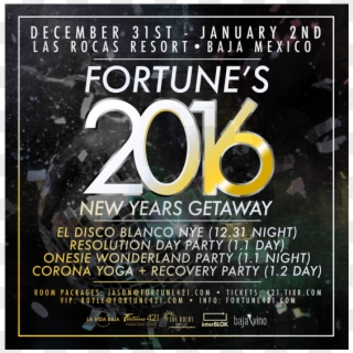Fortune's 2016 New Years Getaway Tickets At Las Rocas - Free Logo Design Clipart
