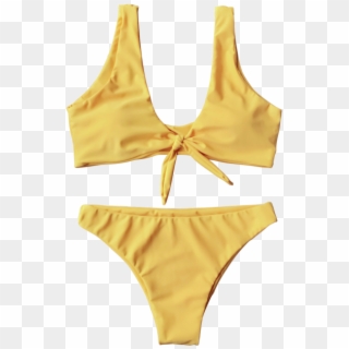 Knotted Scoop Bikini Top And Bottoms - Yellow Bikini Transparent Clipart
