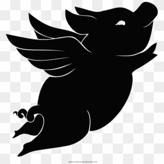Flying Pig Coloring Page - Black And White Flying Pig Clipart