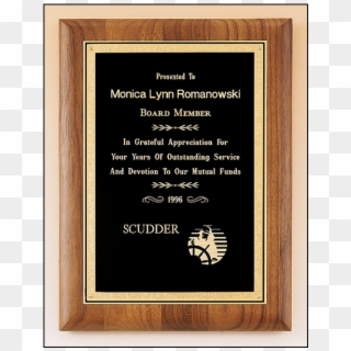 Solid American Walnut Plaque With Engraving Plate With - Recognition Appreciation Plaque Clipart
