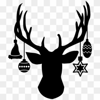 Deer Head With Hanging Ornaments - Deer Head Silhouette Png Clipart