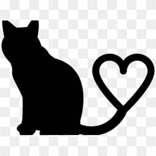 Hearts Clipart Silhouette - Cat With Heart Silhouette - Png Download
