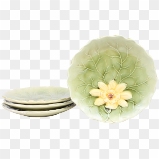 German Lily Pad Majolica Dessert Plates Clipart