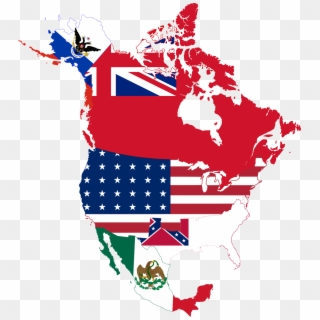 Flag Map North America - North America Map With Flags Clipart