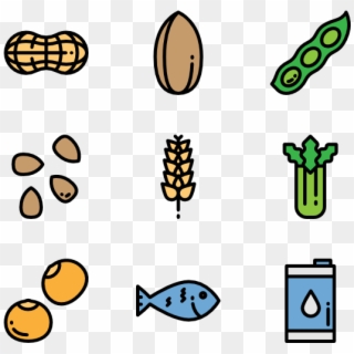 Allergenic Food Color - Nuts Icons Clipart