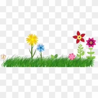 Grass And Flowers Footer Image - Flowers Vector Clipart