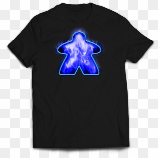 Blue Fire Meeple - Shirt With Text On Back Clipart