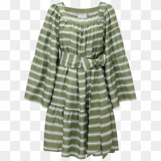 Lisa Marie Fernandez Green Striped Mini Peasant Dress - Sweater Clipart