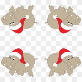 Christmas Hippo Clip Art - Png Download