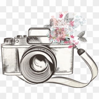 #camara #fotography #hermosa #fotografo - Camera With Flowers Clipart - Png Download