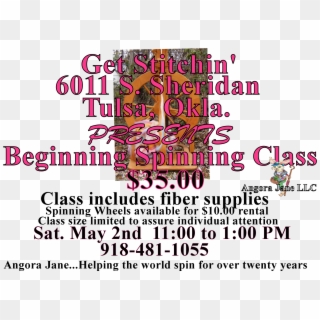 Get Stitchin' Spinning Class Advertisement - Calligraphy Clipart