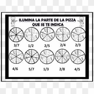 Las Fracciones De Las Pizzas En Blanco Y Negro Para - Fracciones En Una Pizza Clipart