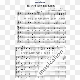 Es Wird Scho Glei Dumpa - Sheet Music Clipart