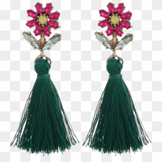 Bohemia Rhinestone Floral Shape Tassel Drop Earrings - Earrings Clipart