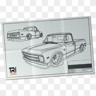 Bobby's Classic Truck Blueprint - Sketch Clipart