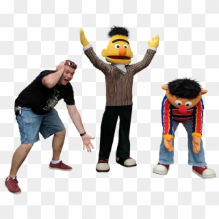 Personbert And Ernie From Sesame Street And A Man - Fun Clipart